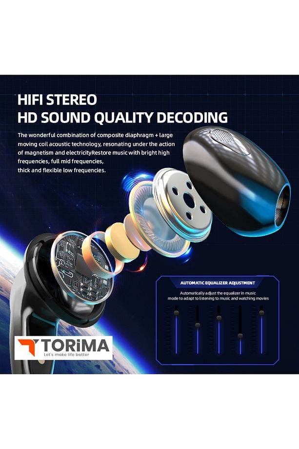 Oyuncu Kulaklığı Kablosuz Kulakiçi Rgb Işıklı Çift Mikrofonlu Bluetooth 5.2 Sarı - 4