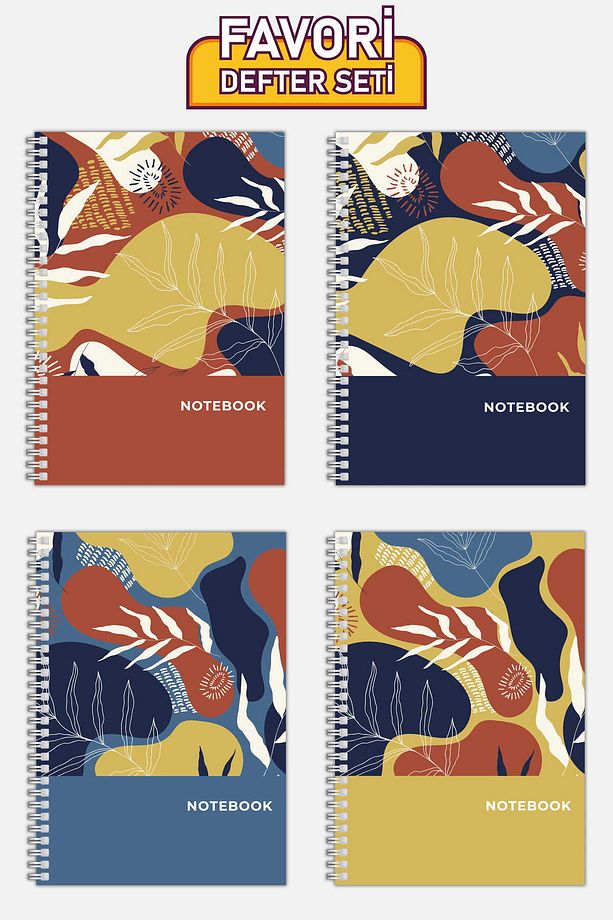 Kareli 4'lü Defter Seti (21 X 14,8 cm 70 yaprak) Okul, İş, Planlama Defter Seti - 1