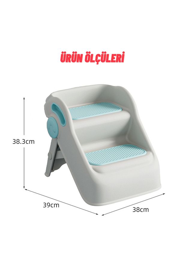 Çocuk Taburesi Katlanabilir Kaymaz İki Basamaklı Merdiven Çocuk Banyo Tuvalet Lavabo Yükseltici - 4