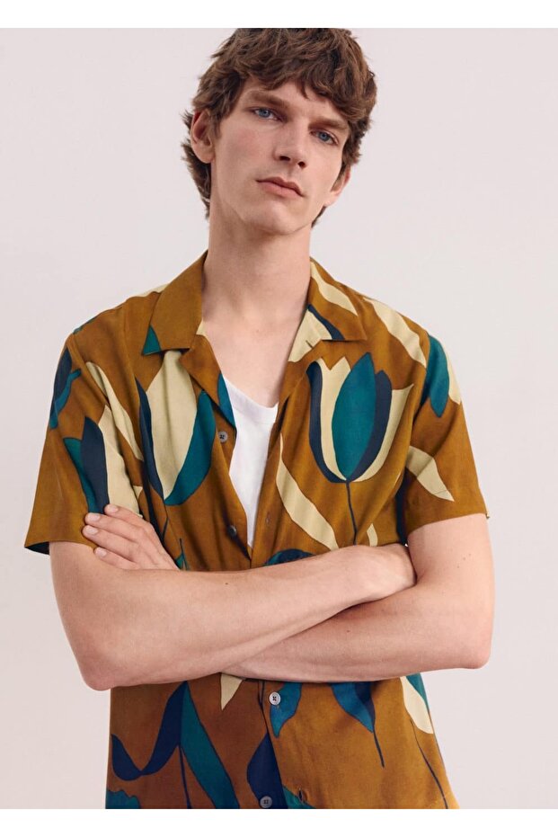 Desenli bowling yaka gömlek - 8