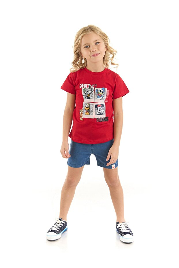 Licensed Girl's Jeans Shorts 2 Piece Set 20293
