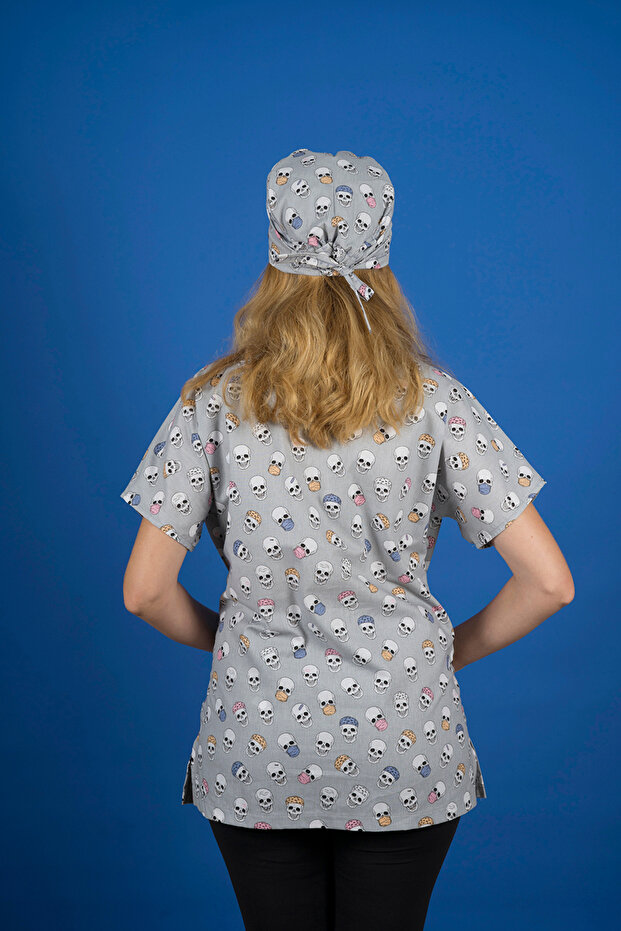 الدعك منقوشة الجمجمة الرمادية - 5