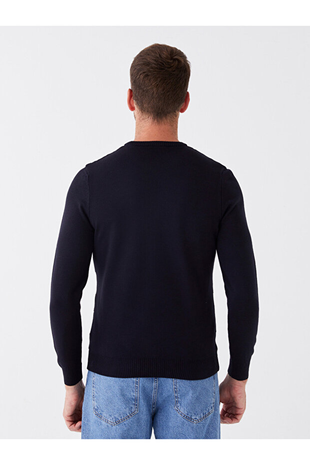 Herren-Strickpullover mit Rundhalsausschnitt und langen Ärmeln – W3hd14z8 - 5
