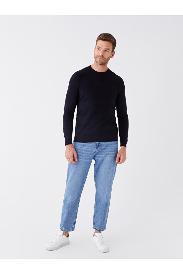 Herren-Strickpullover mit Rundhalsausschnitt und langen Ärmeln – W3hd14z8 - 3