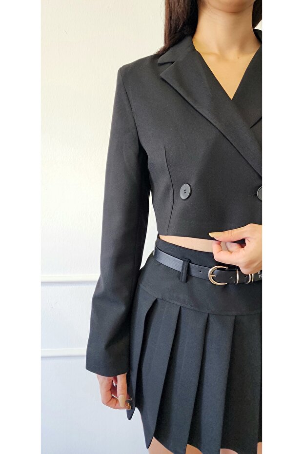 SINGLE BUTTON CROP JACKET - 4