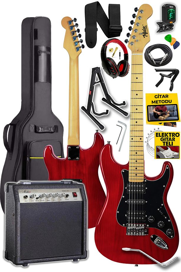 RPH-40RD-30AMP 30W Amfili Elektro Gitar Seti HSH Manyetik Maple Klavye - 1