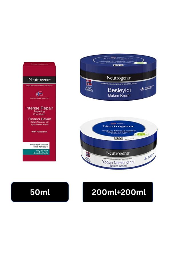 Norveç Formülü Çatlak Topuklar Ayak Kremi 50 ml+Besleyici Bakım 200 ml+Yoğun Bakım 200 ml - 1