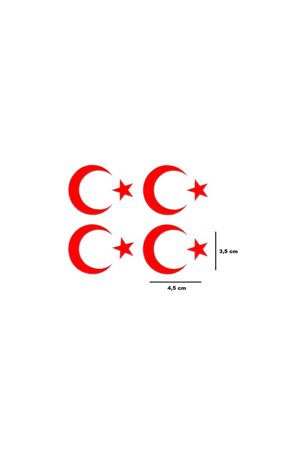 Mini Crescent and Star Sticker 4-Piece Product - Sticker Crescent and Star Türkiye Flag Love (Size 4.5x3.5 cm)