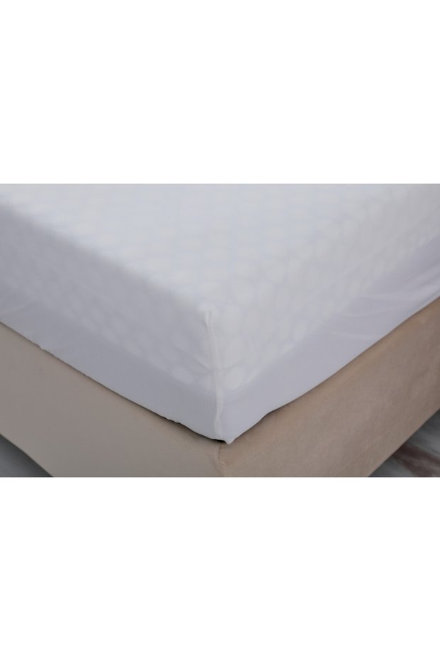 Colorful Fitted Sheet Double King Size - White