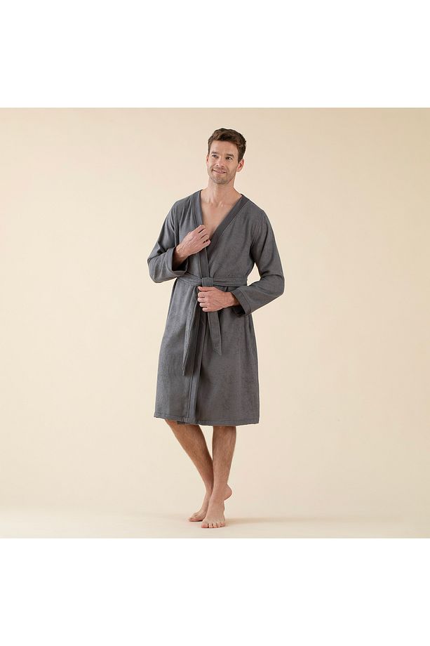 Floss Unisex Bornoz Koyu Gri - 3