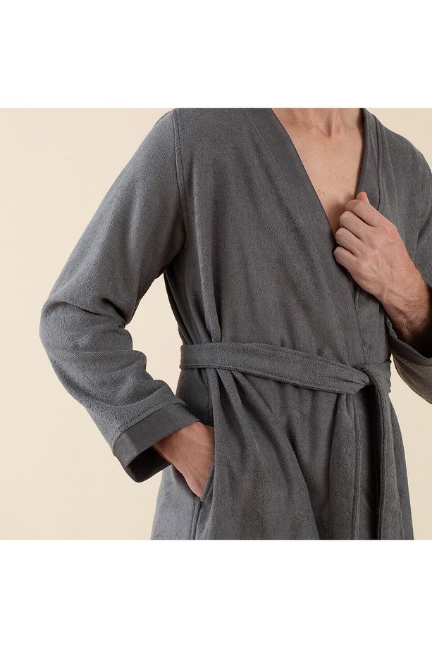 Floss Unisex Bornoz Koyu Gri - 5