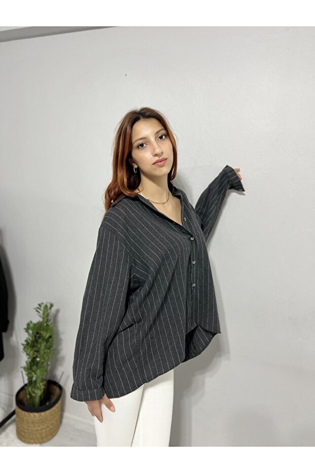 ANTRASİT ÇİZGİLİ GÖMLEK - 2