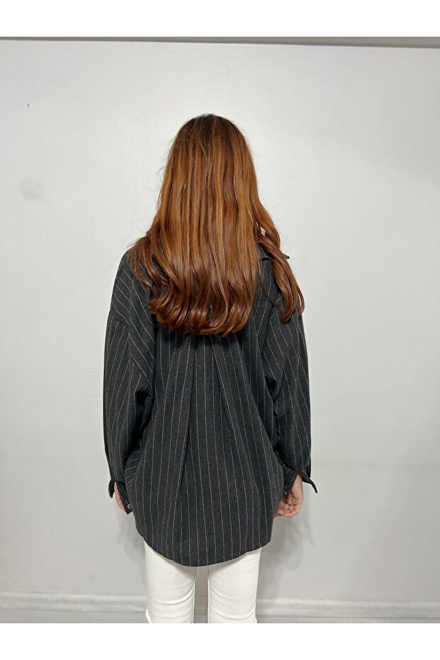 ANTRASİT ÇİZGİLİ GÖMLEK - 4