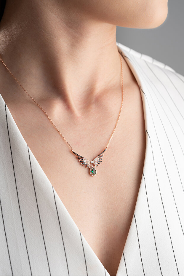 925 Ayar Gümüş Kanat Kolye - 4