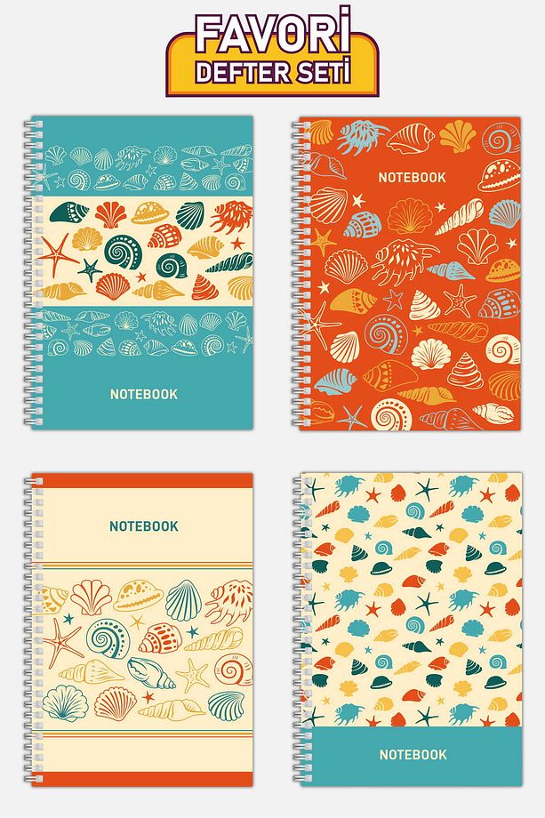 Kareli 4'lü Defter Seti (21 X 14,8 cm 70 yaprak) Okul, İş, Planlama Defter Seti - 1