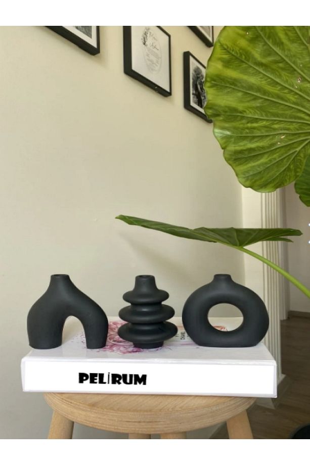 10 Cm Minimal Vazo Set 3'lü Bohem Biblo Minyatür Dekoratif Vazo - 1