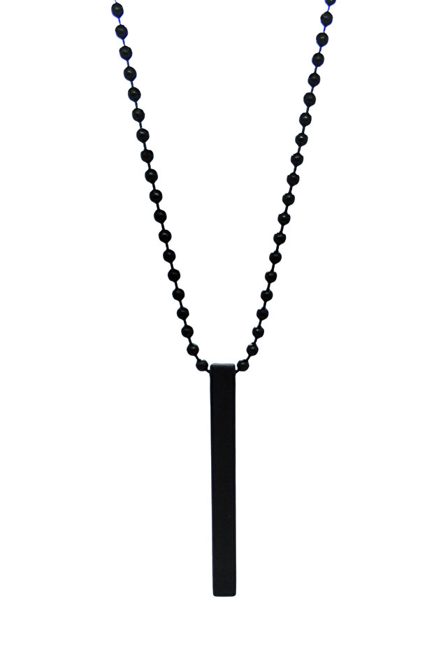 Stick Bar Necklace Black Color with Ball Chain
