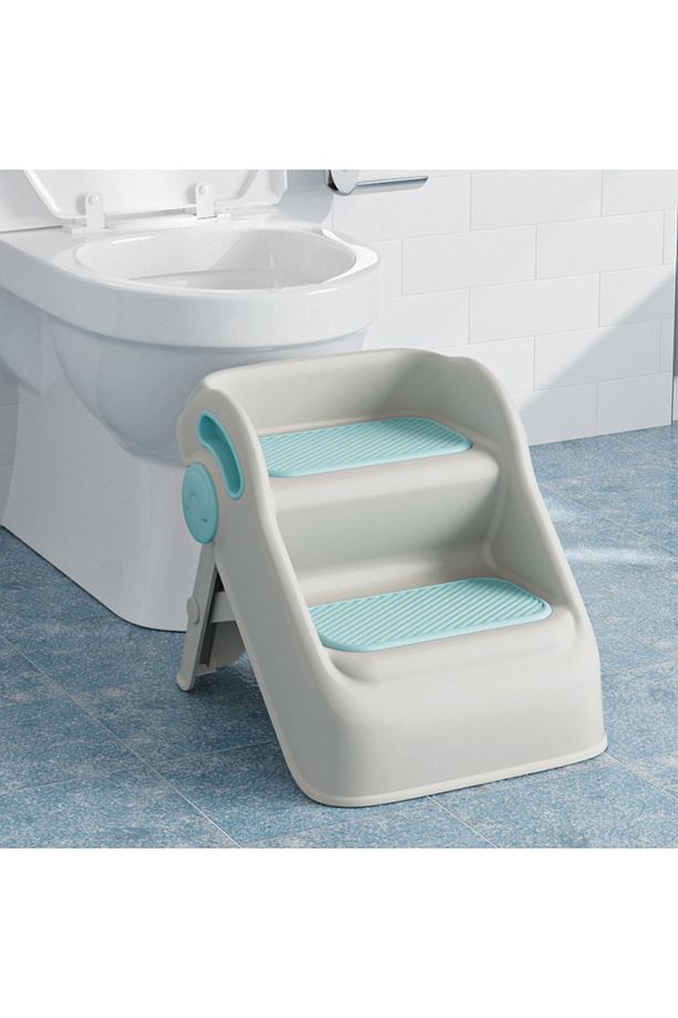 Çocuk Taburesi Katlanabilir Kaymaz İki Basamaklı Merdiven Çocuk Banyo Tuvalet Lavabo Yükseltici - 3