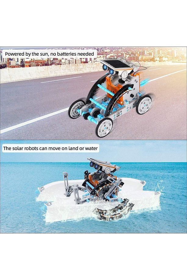 Solar Robot Oyuncak 12'si 1 arada Eğitim Bilimi Seti DIY Yapı Oyuncağı - 6