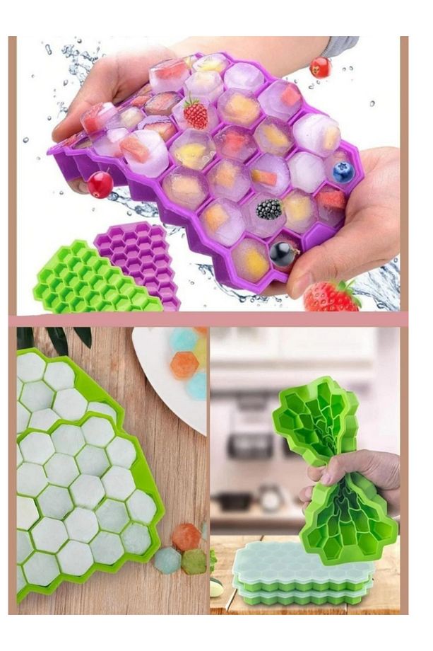 2 Adet | 12li Ananas Çikolata-Buz Kalıbı ve Petek Şekilli Çikolata-Buz Kalıbı - 5