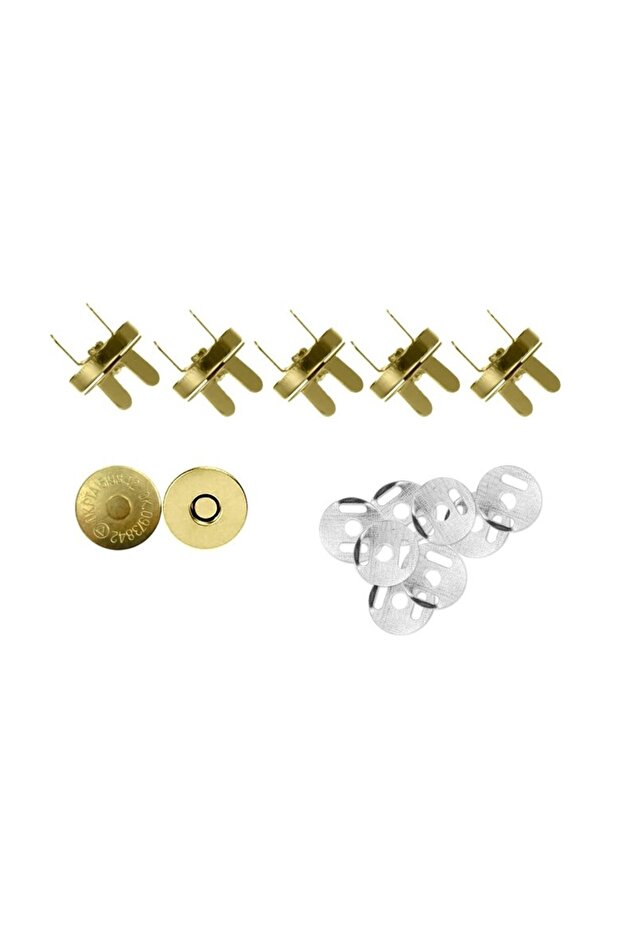20 Set Magnetic Bag Snaps on Knitted Bag GOLD Color - 18 mm diameter