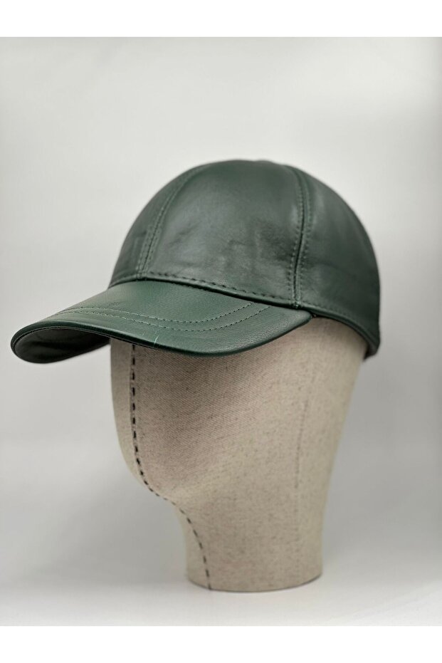 100% Leather Handmade Unisex Inner Lined Adjustable Size Velcro 8 Piece Leather Hat