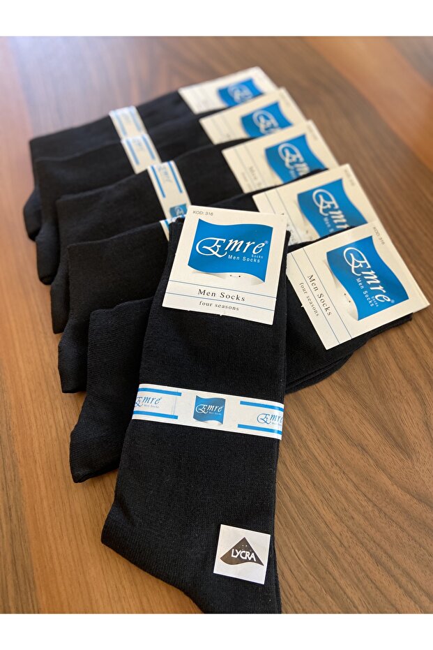 6 Pairs of Men's Cotton Four-Season Socks Black