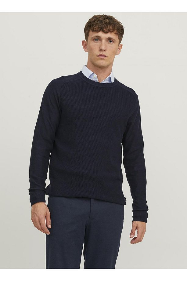 Bisiklet Yaka Standart Lacivert Erkek Kazak 12240711_JPRBLAANDERSON KNIT STRUCT - 3