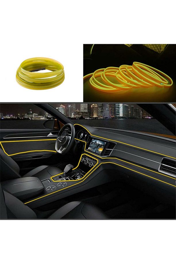 Araç Içi Neon Ledi Ip Led Torpido Ledi 5 Metre Neon Led Sarı (1 ROLE) - 4
