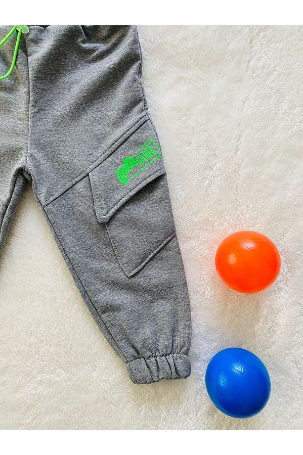 gri ön cep detaylı unisex bebek ve çocuk tek eşofman altı 1/2/3/4 yaş - 7