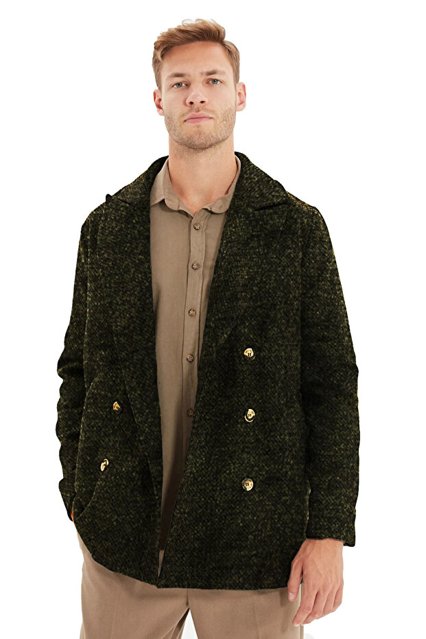 Winter Khaki Stamp Coat - Regular Fit, Double Breasted Design TMNAW21KB0027 - 7