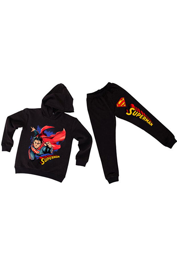 çocuk eşofman takımı pamuklu kumaş kapüşonlu - 1