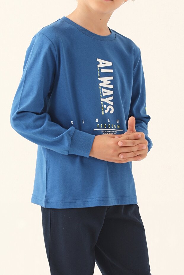 Erkek Garson Uzun Kollu Pijama Takımı Melanj Süprem (4 adet) - 2