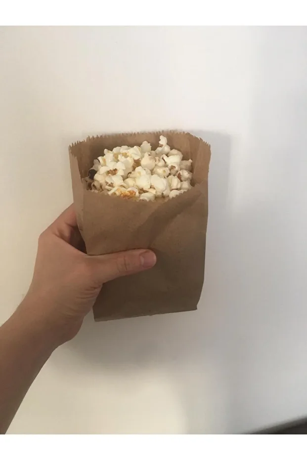 50 Adet 12X20 Dipsiz Patlamış Mısır Kağıdı Popcorn Paketi (Mısır, Cips Poşeti ) - 3