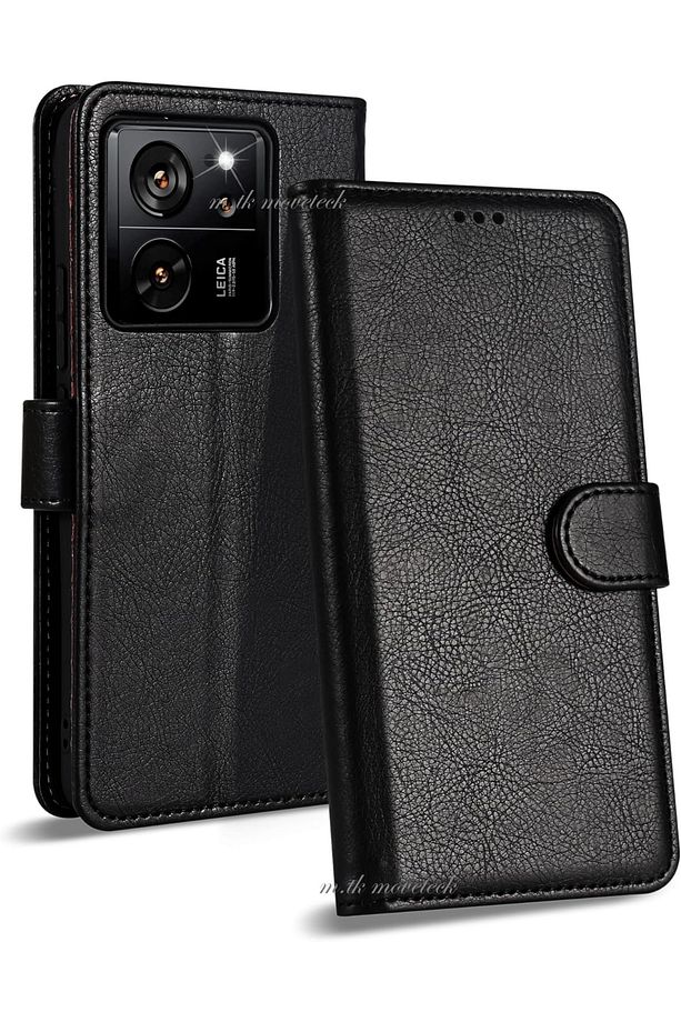 Xiaomi Mi 13T Pro Kılıf Kapaklı Katlanır Stand Para ve Kartlık Bölmeli Cüzdan Deri Doku Premium - 1