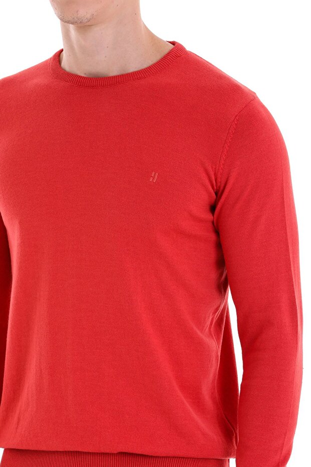 Pulover Tile Regular Fit, uni, cu gât crew, 100% bumbac - 5