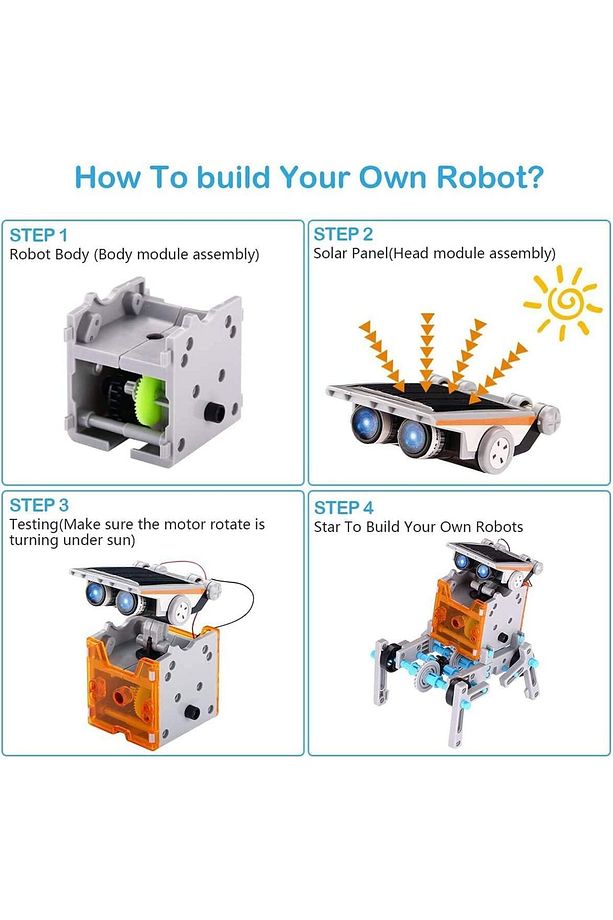 Solar Robot Oyuncak 12'si 1 arada Eğitim Bilimi Seti DIY Yapı Oyuncağı - 3