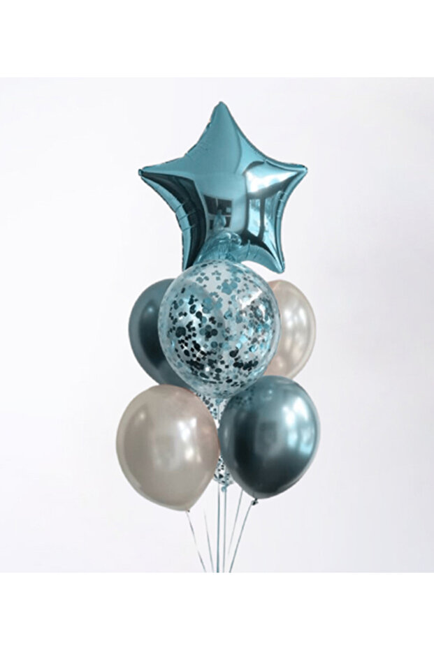 Blue star balloon bunch 7 pieces of balloons