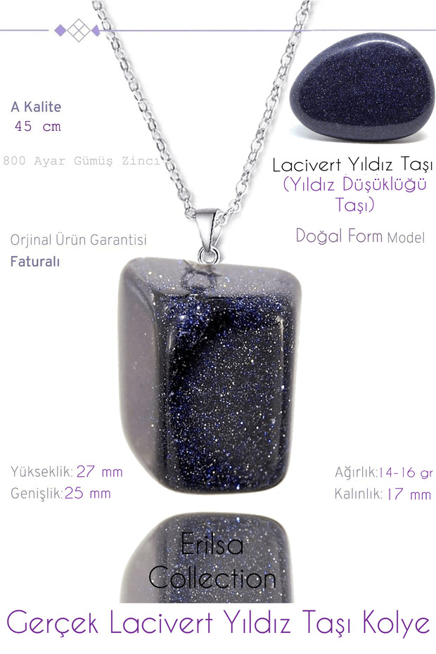 Certified Timbil Model Real Dark Blue Star Stone Necklace