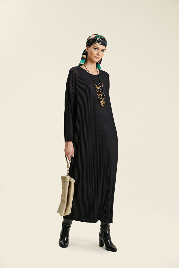 Pliseli Kolyeli Elbise - 1