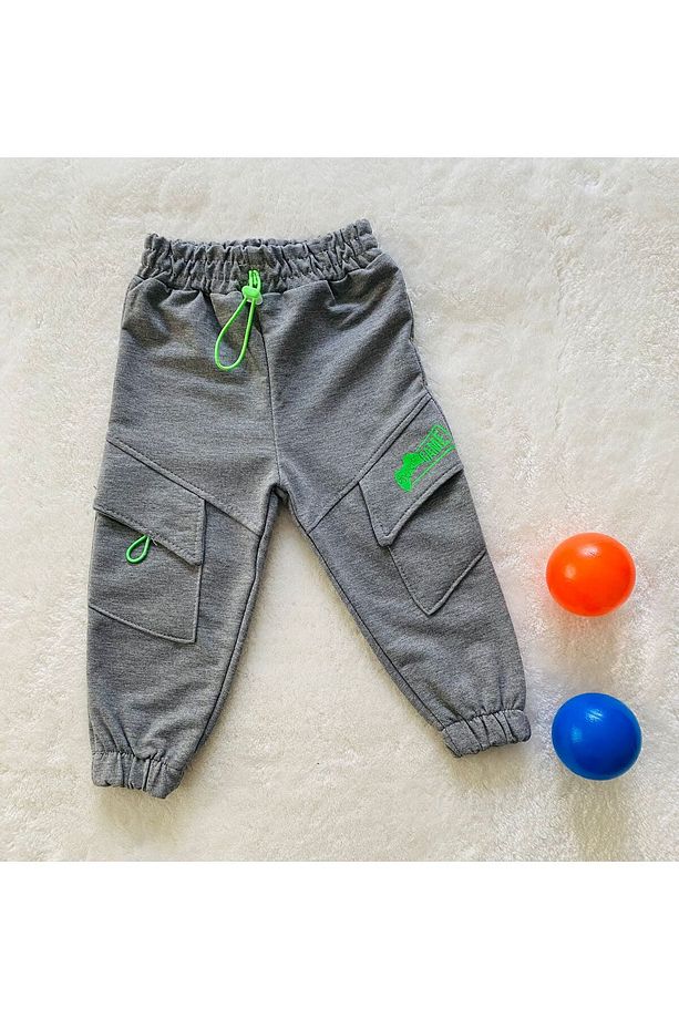 gri ön cep detaylı unisex bebek ve çocuk tek eşofman altı 1/2/3/4 yaş - 5