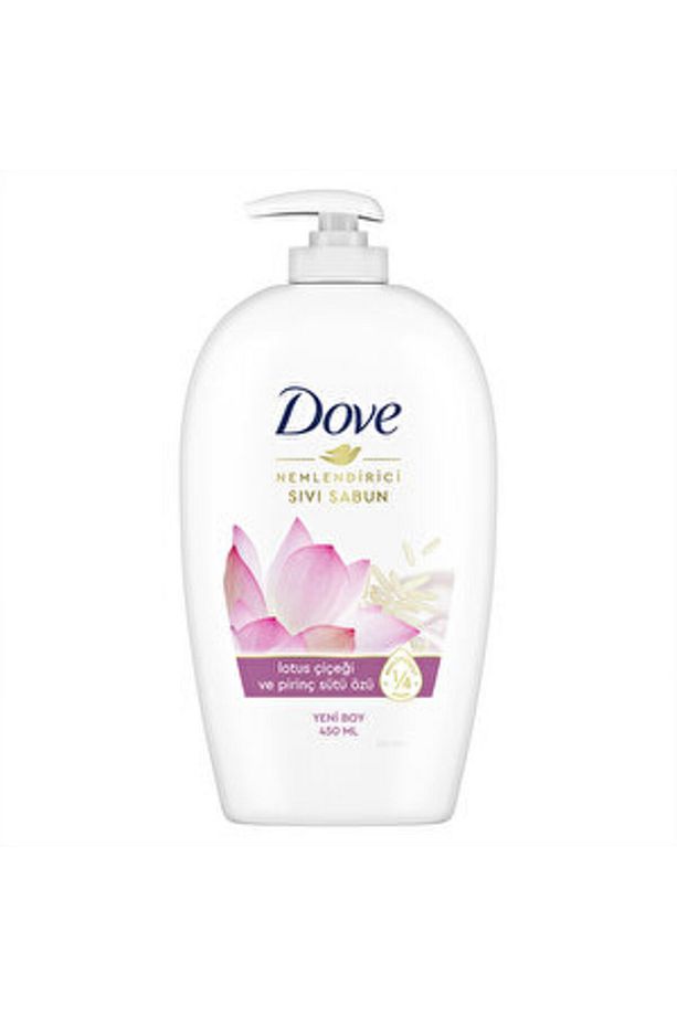 (3 ADET ) Dove Nemlendirici Sıvı Sabun Lotus Çiçeği ve Pirinç Sütü Özü 450 ml - 1