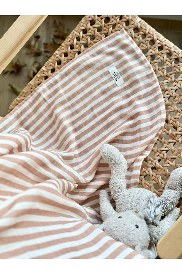 Copper Stripe Organic Cotton Muslin