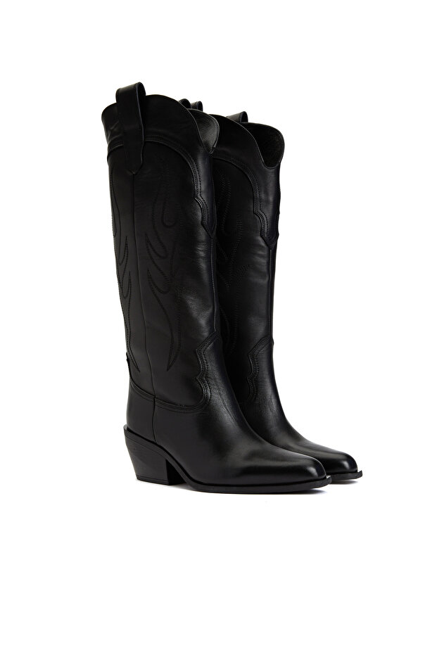 Siyah Kadın Deri Çizme - 3