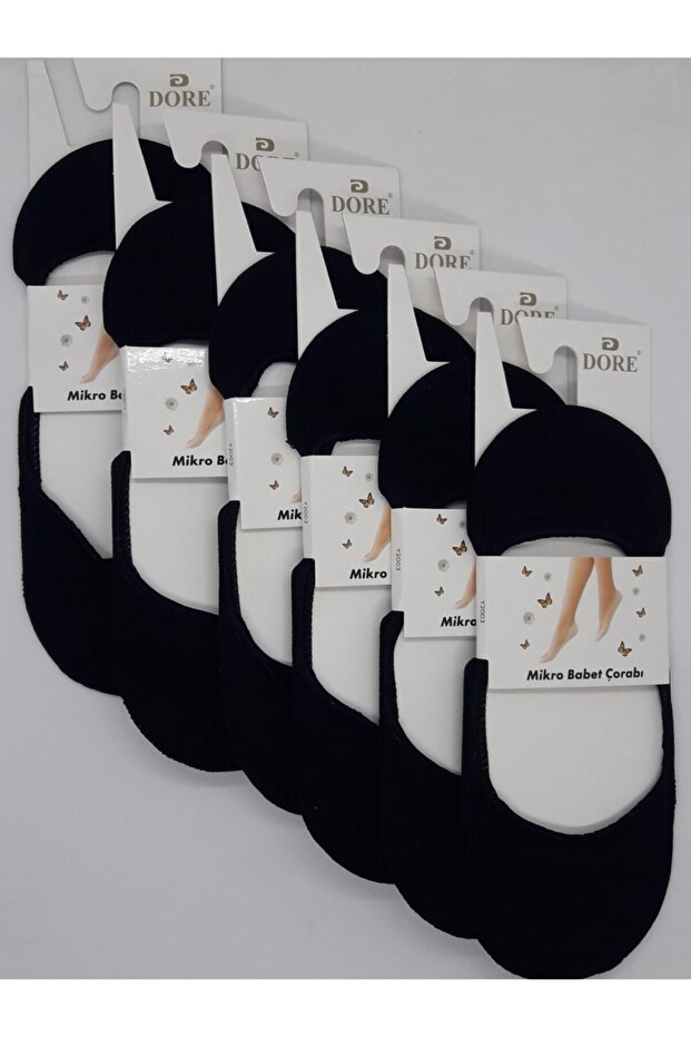 6 Çift Mikro Babet Siyah Görünmez Mini Çorap - 1