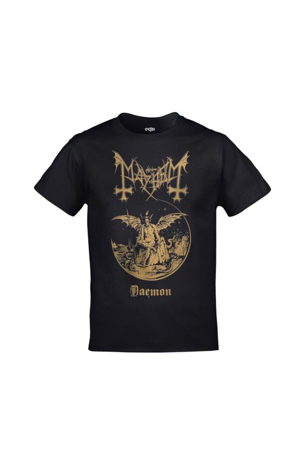 Mayhem Daemon Baskılı Unisex Siyah Tshirt - 1