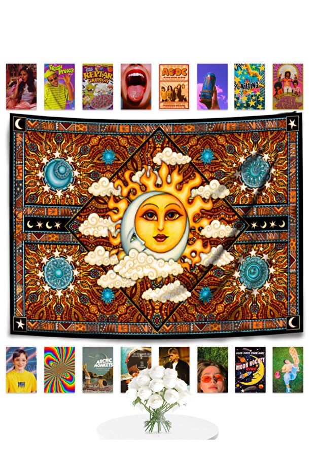Brown Sun Girl Wall Tapestry 70x100 Cm