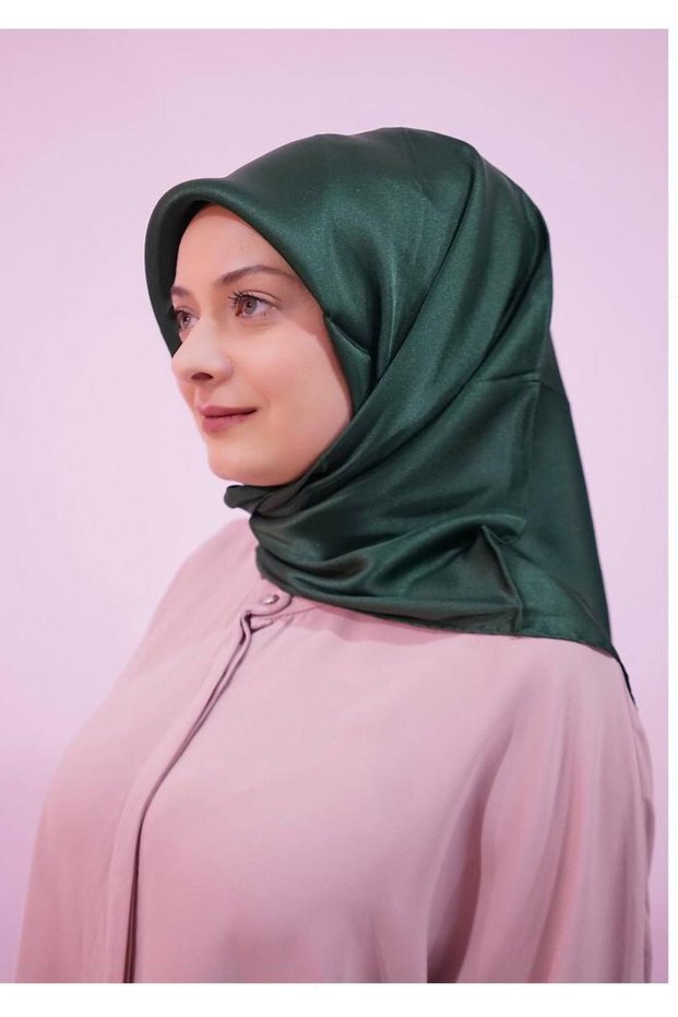 , Dark Green Plain Crystal Scarves