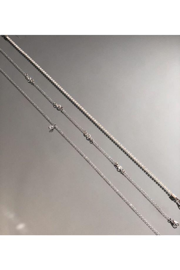 Gümüş Renk 3'lü Choker Set - 2