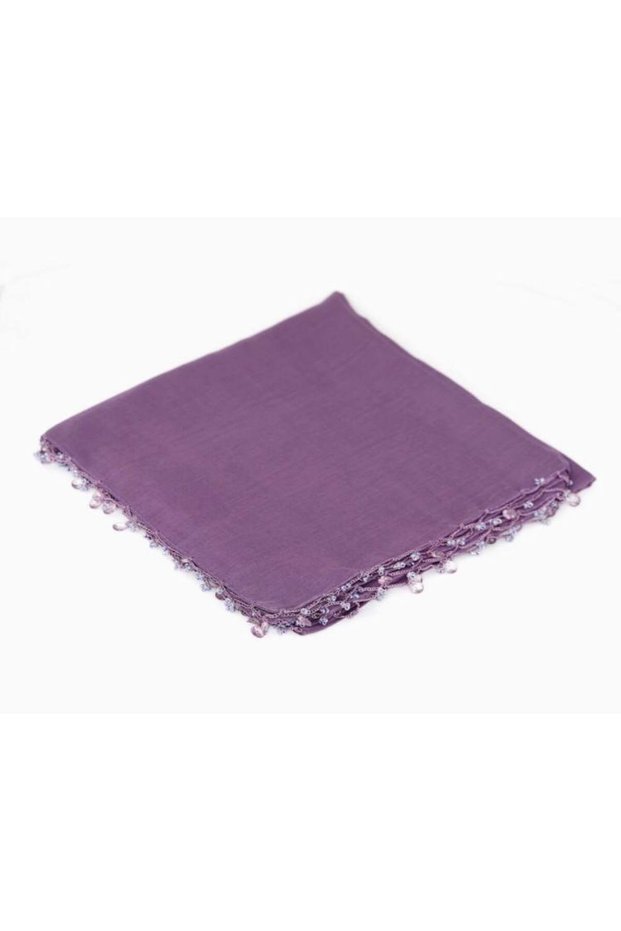 Light Purple Edge Beaded Cheesecloth Writings 100x100 Size